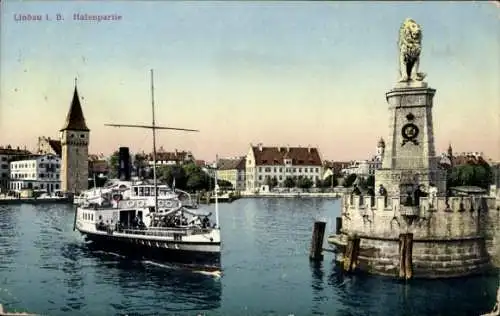 Ak Lindau am Bodensee Schwaben, Hafen