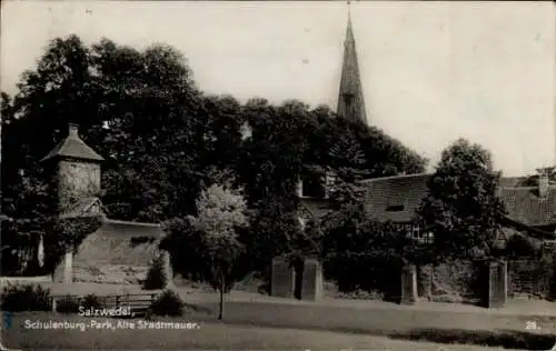 Ak Salzwedel in der Altmark, Schulenburg-Park, alte Stadtmauer