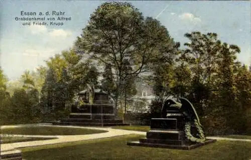 Ak Essen im Ruhrgebiet, Grabdenkmal von Alfred und Friedrich Krupp