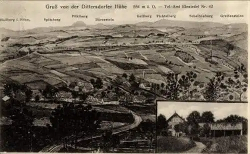 Ak Dittersdorf Amtsberg im Erzgebirge, Dittersdorfer Höhe, Haßberg, Spitaberg, Bärenstein, Keilberg