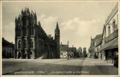 Ak Tangermünde an der Elbe, Langestraße, Rathaus