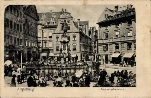 Ak Augsburg in Schwaben, Augustusbrunnen