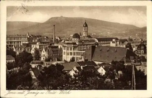 Ak Jena in Thüringen, Gesamtansicht, Jenzig, Zeiss Werk