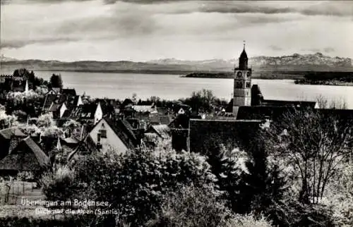 Ak Überlingen am Bodensee, Alpenblick, Kirche, Säntis