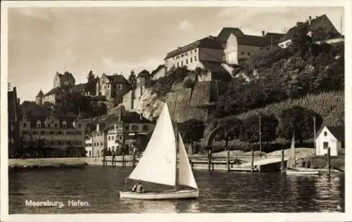 Ak Meersburg am Bodensee, Segelboote, Hafen