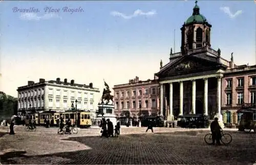 Ak Brüssel Brüssel, Place Royale, Straßenbahn