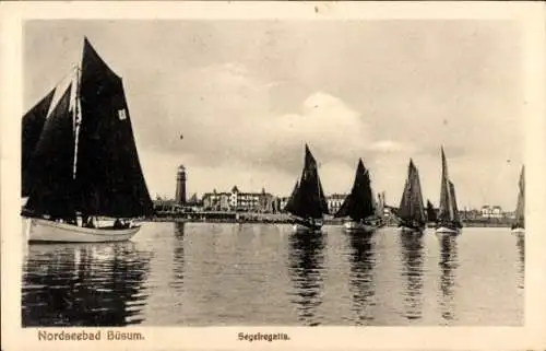 Ak Nordseebad Büsum, Segelregatta, Leuchturm