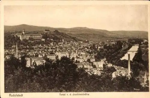 Ak Rudolstadt in Thüringen, Blick von der Justinshöhe