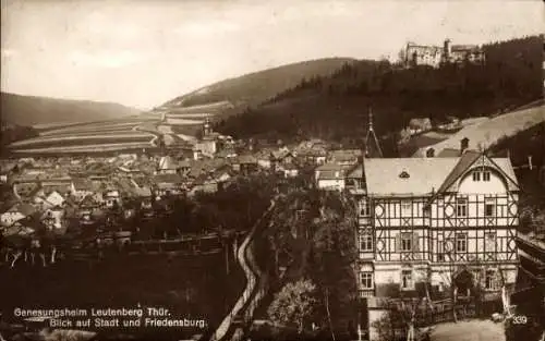 Ak Leutenberg in Thüringen, Genesungsheim, Blick auf die Stadt und Friedensburg