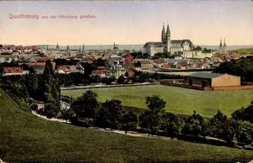 Ak Quedlinburg im Harz, Panorama von der Altenburg gesehen