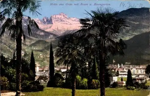 Ak Gries Bozen Bolzano Südtirol, Panorama, Rosengarten