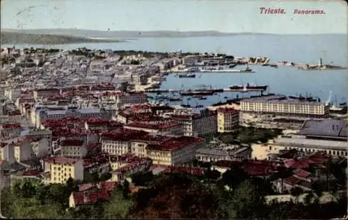 Ak Triest Trieste Friuli Venezia Giulia, Panorama, Luftbild