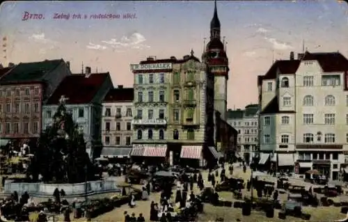 Ak Brno Brünn Südmähren, Gemüsemarkt, Rathausstraße