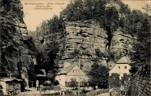 Ak Hřensko Herrnskretschen Elbe Region Aussig, Edmundsklamm, Kamnitzklamm