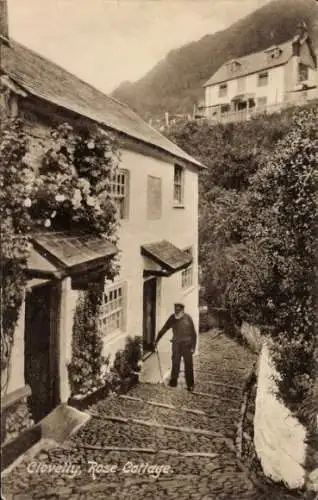 Ak Clovelly Devon England, Rose Cottage