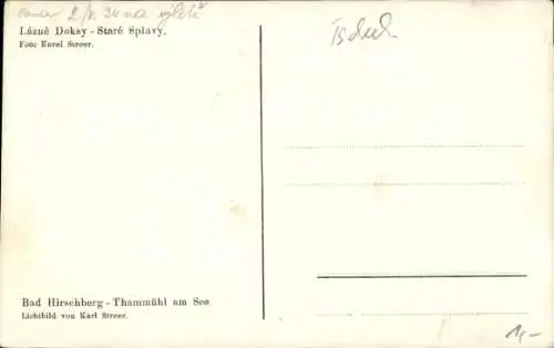 Ak Staré Splavy Thammühl Doksy Hirschberg am See Region Reichenberg, Boot auf dem See