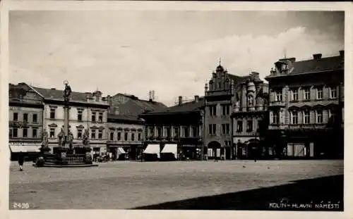 Ak Kolín Köln an der Elbe Mittelböhmen, Marktplatz, Brunnen