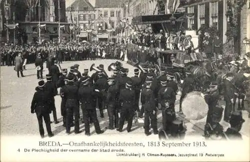 Ak Breda Nordbrabant Niederlande, Unabhängigkeitsfeierlichkeiten 1913, Musikkapelle