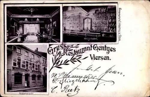 Ak Viersen in Nordrhein Westfalen, Restaurant Gentges, Wirtschaft, Metzgerladen