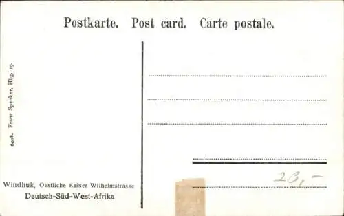 Ak Windhoek Windhuk Namibia Deutsch Südwestafrika, östliche Kaiser Wilhelmstraße