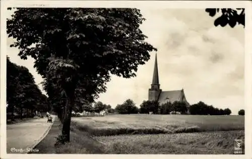 Ak Groß Köris im Kreis Dahme Spreewald, Kirche, Fotohandlung Drogerie