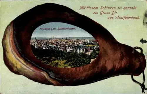 Schinken Passepartout Ak Bochum im Ruhrgebiet, Panorama vom Bismarckturm