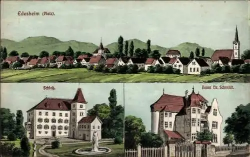 Ak Edesheim in der Pfalz, Panorama, Schloss, Haus Dr. Schmidt