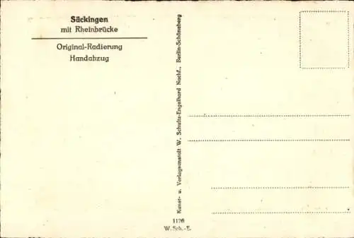 Künstler Ak Bad Säckingen, Rheinbrücke