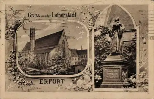 Ak Erfurt in Thüringen, Augustinerkirche und Luther-Denkmal