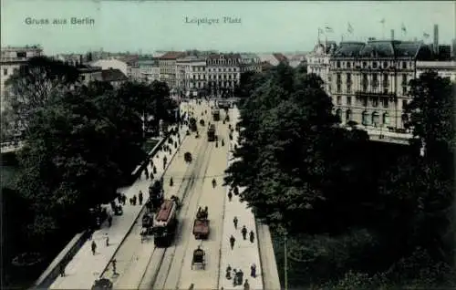 Ak Berlin Mitte, Leipziger Platz, Straßenbahnen