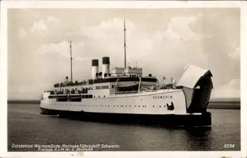 Ak Ostseebad Warnemünde Rostock, Hochsee Fährschiff Schwerin