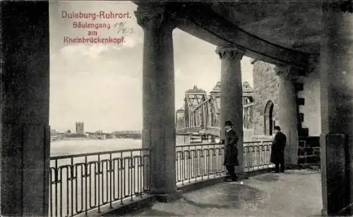 Ak Ruhrort Duisburg im Ruhrgebiet, Säulengang am Rheinbrückenkopf