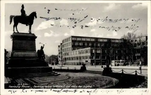 Ak Hamburg Altona, Denkmal Kaiser Wilhelm I., Haus der Jugend