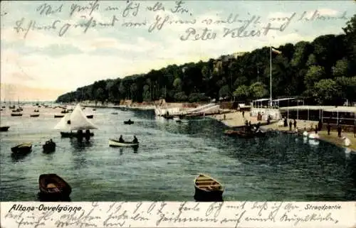 Ak Hamburg Altona Oevelgönne, Strand an der Elbe, Boote