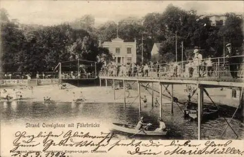 Ak Hamburg Altona Oevelgönne, Strand, Fährbrücke