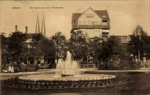 Ak Hamburg Altona, Kaiserplatz, Springbrunnen