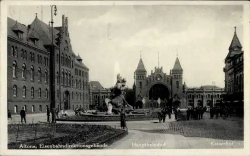 Ak Hamburg Altona, Hauptbahnhof, Kaiserhof, Eisenbahndirektionsgebäude