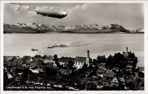 Ak Langenargen am Bodensee, Luftaufnahme, Zeppelin