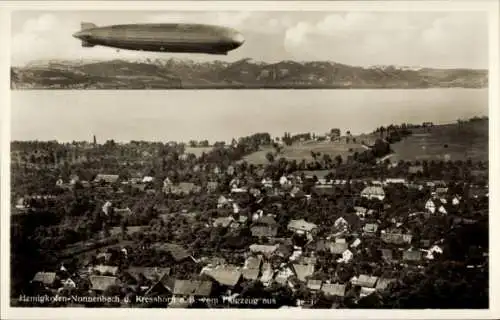 Ak Nonnenbach Hemigkofen Kressbronn am Bodensee, Fliegeraufnahme, Zeppelin