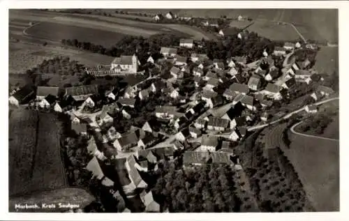 Ak Marbach Herbertingen in Baden Württemberg, Fliegeraufnahme, Blick auf Stadt und Kirche