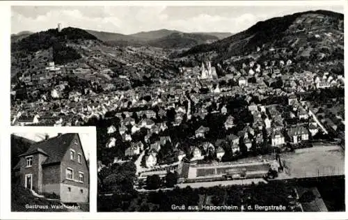 Ak Heppenheim an der Bergstraße, Fliegeraufnahme, Gasthaus zum Waldfrieden