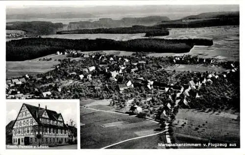 Ak Marschalkenzimmern Dornhan im Schwarzwald, Fliegeraufnahme, Gasthaus Pension zum Löwen