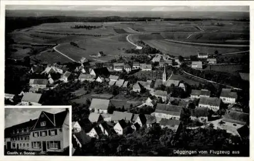 Ak Döggingen Bräunlingen in Baden Württemberg, Luftbild vom Ort, Gasthof zur Sonne