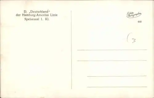 Ak Dampfschiff Deutschland, HAPAG, Innenansicht, Speisesaal 1. Klasse