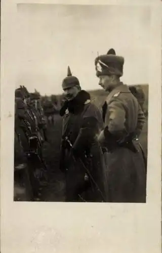 Foto Ak Kaiser Wilhelm II., Kronprinz Wilhelm, Treffen mit Soldaten