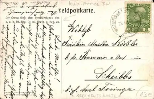 Künstler Ak Hesser und Feldpost, Kuk Soldaten, Gedicht