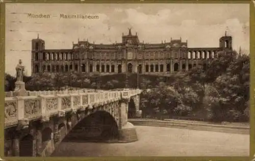 Ak München, Maximilianeum, Brücke