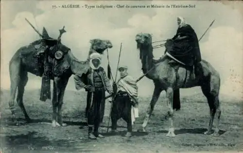 Algerische AK, indigene Typen, Karawanenführer und Meharis aus dem äußersten Süden