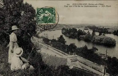 Ak Rolleboise Yvelines, Vue sur l'Ile de la Sablonniere