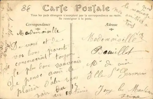 Ak Méricourt Yvelines, Panorama, Mann mit Heuhaufen